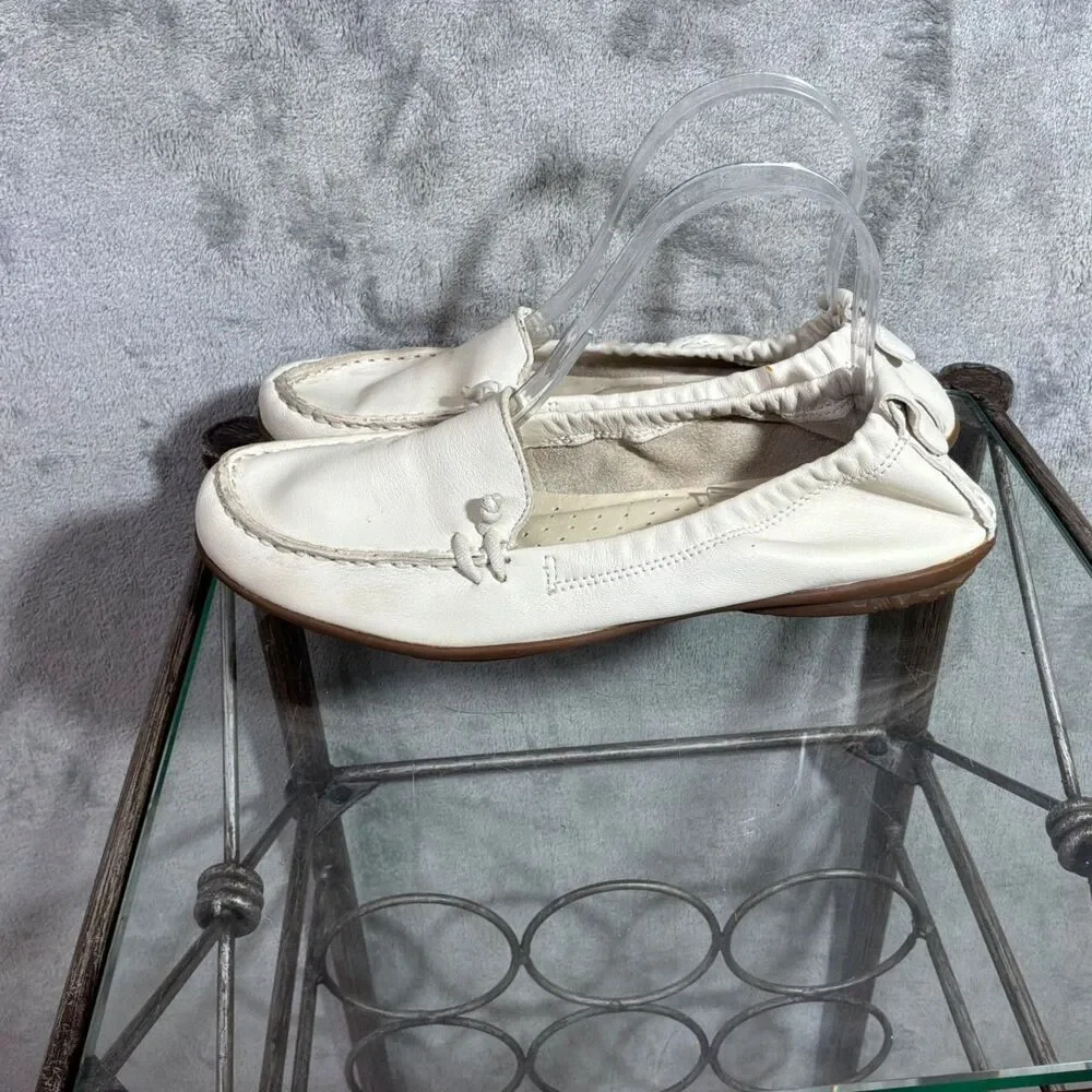Hush Puppies Moyen leather shoes 9.5 cream Slip On Moccasin